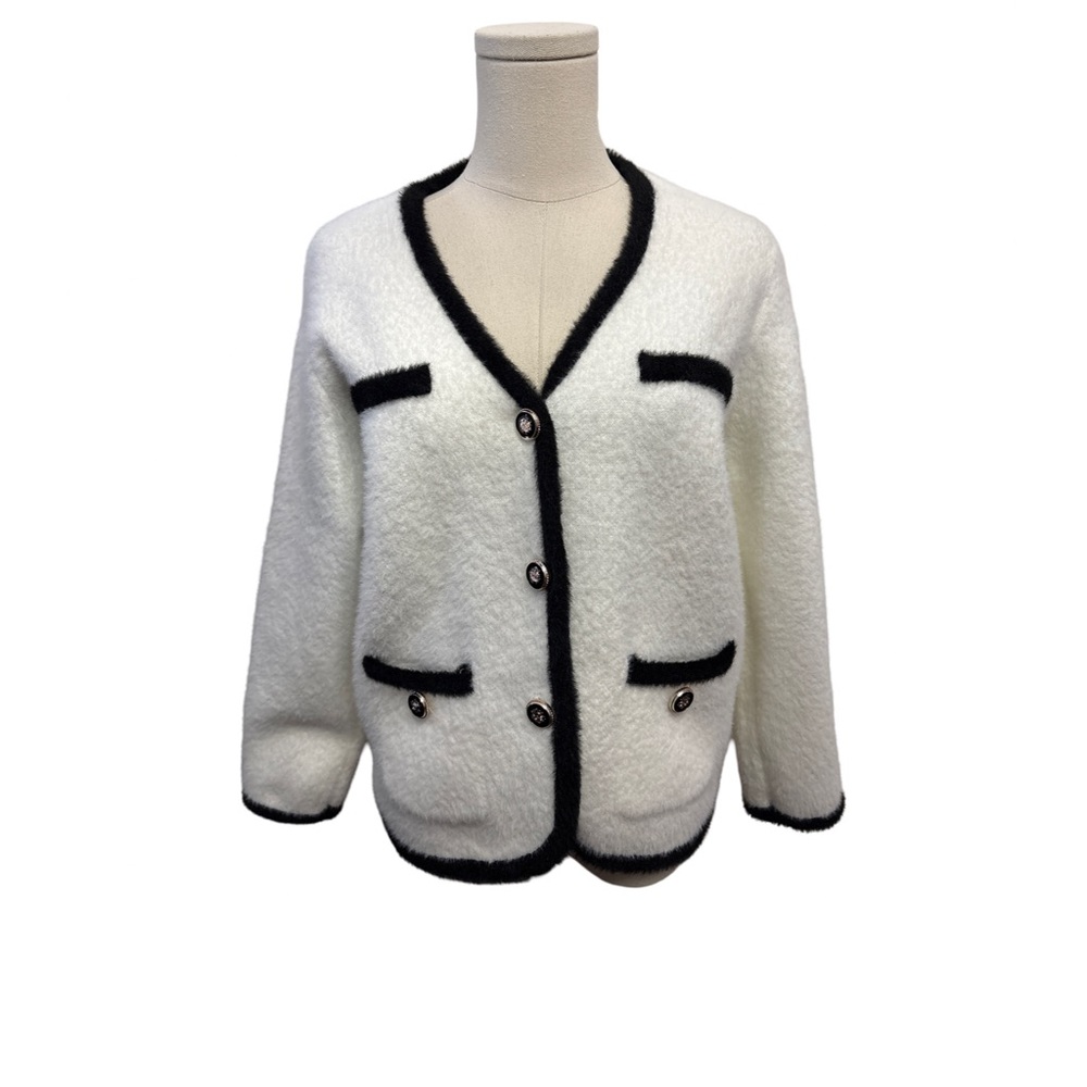 Chic White and Black Cardigan